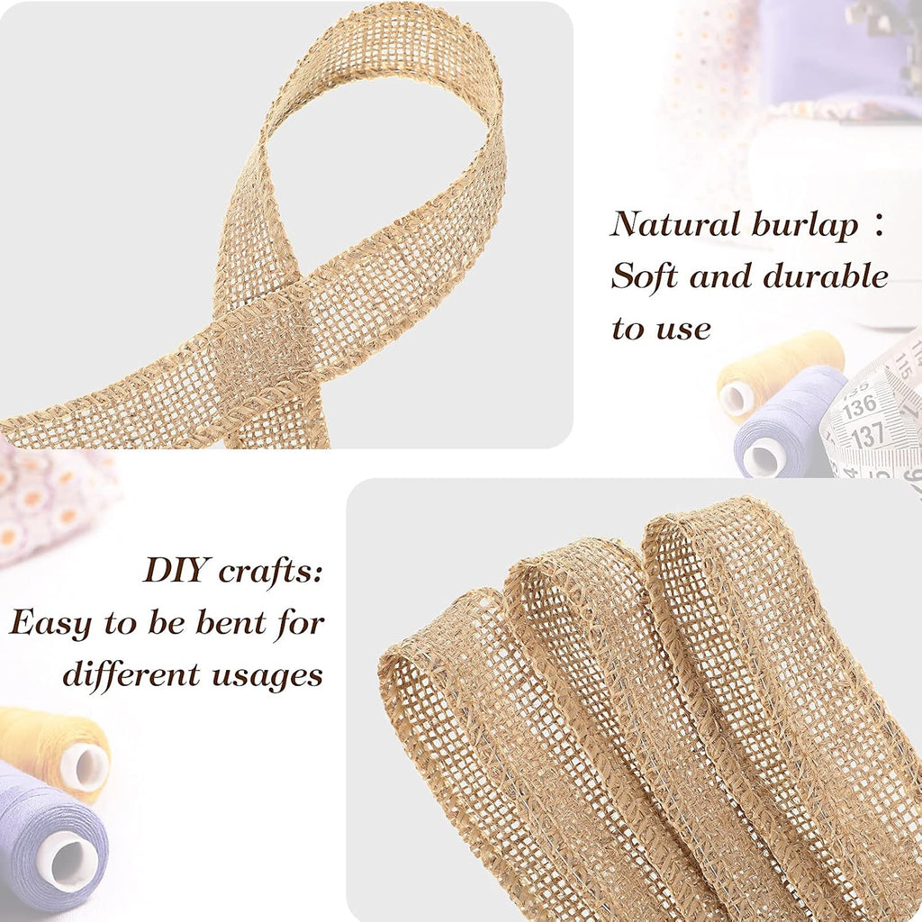 Burlap Ribbon by [Brand Name] - 20 Yards of 1-Inch Wide Natural Jute Fabric Roll | Wired Edge for Crafts & Decorations
