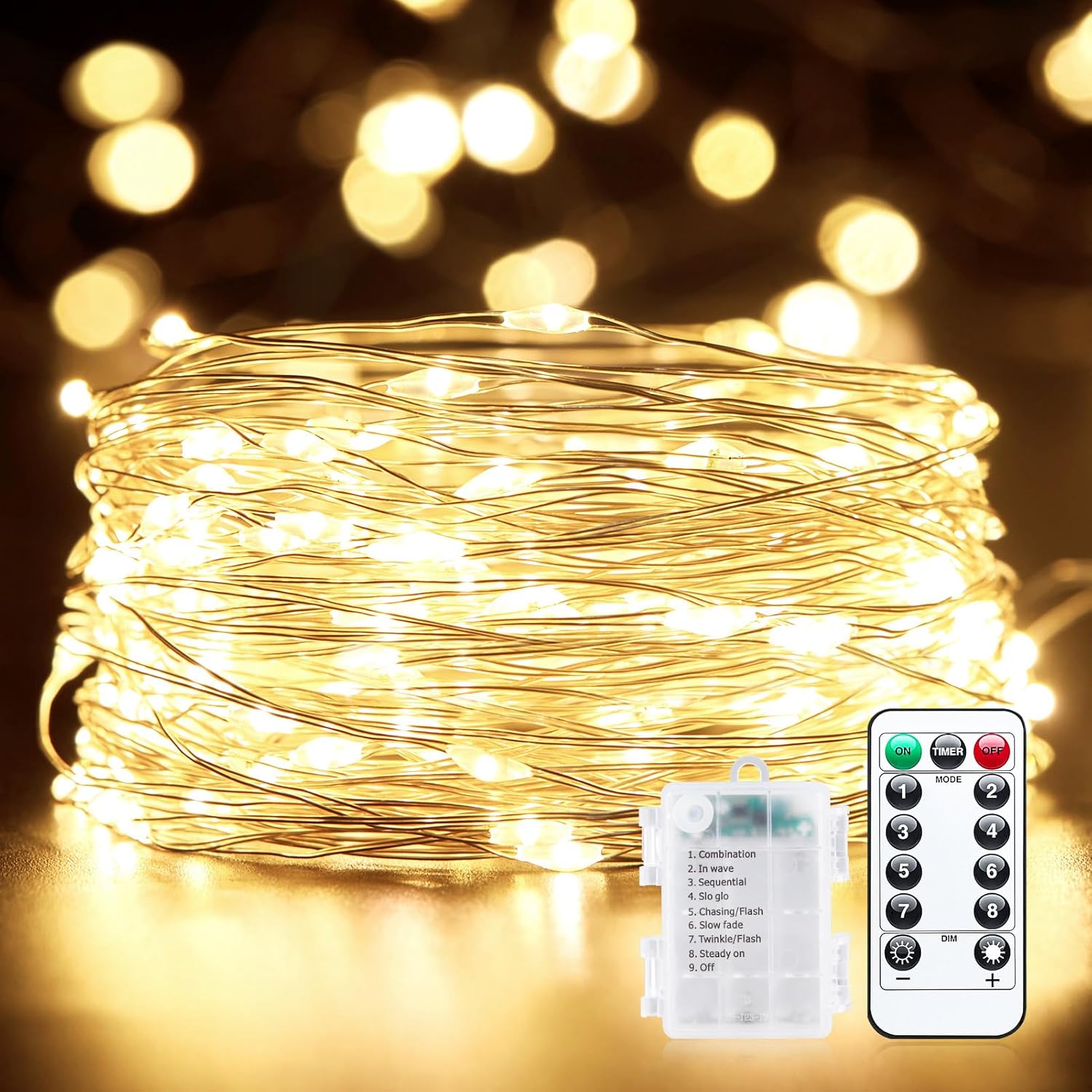 Minetom 33Ft Battery Operated Fairy Lights - 100 LED Waterproof String Lights for Indoor/Outdoor Decor