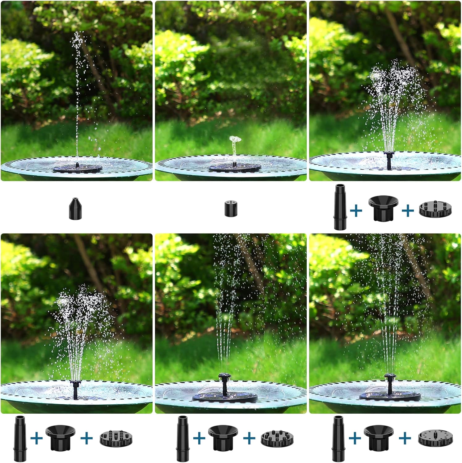 AISITIN Solar Garden Fountain - 3.5W Floating Pump with 6 Nozzles for Bird Bath & Aquarium