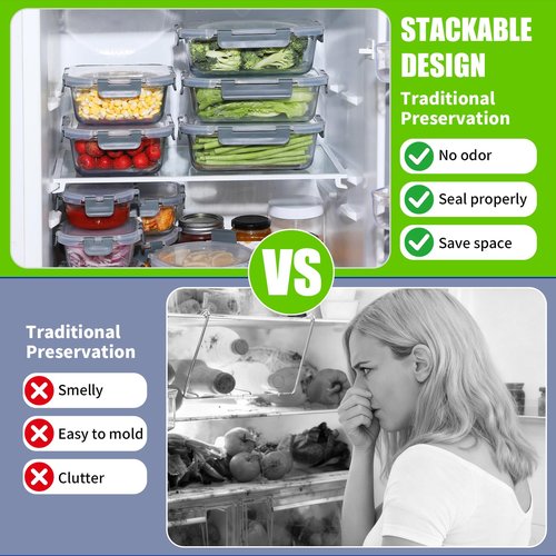 DANALLAN 5Pcs Glass Storage Containers with Lids 36 OZ Meal Prep Containers Sets Kitchen Airtight Leak Proof Oven Safe Food Lunch Container Microwave Freezer Dishwasher Safe