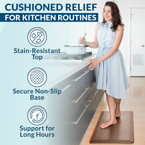 ComfiLife Anti Fatigue Floor Mat – 3/4 Inch Thick Kitchen Mats for Floor, Standing Desk Mat, Kitchen Rug – Comfort at Home, Office – Durable – Stain Resistant – Non-Slip Bottom (20" x 39", Beige)