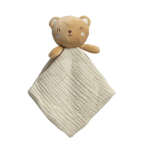 Pearhead Teddy Bear Baby Lovey, Soft Organic Cotton Muslin Security Blanket for Newborns & Toddlers, Plush Bear Snuggle Toy, Gender-Neutral Easter & Spring Baby Gift