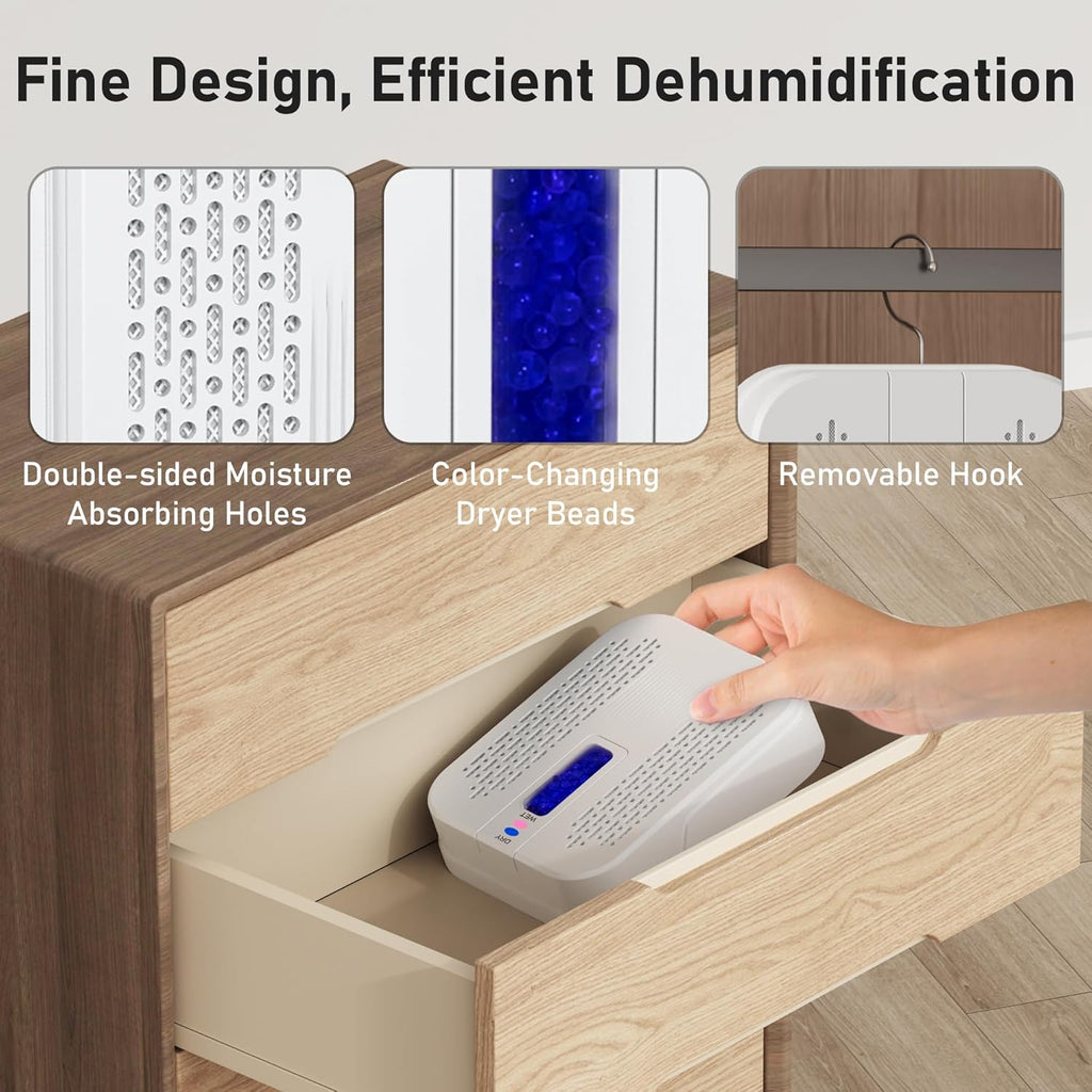 Skiennix Rechargeable Mini Dehumidifier - Portable & Energy Efficient for Bathrooms, Closets & Cars