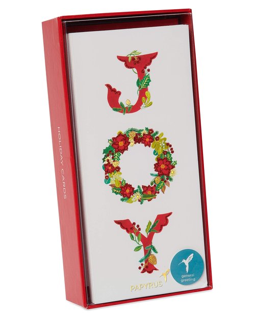 Joy Wreath Holiday Boxed Cards, 16-Count