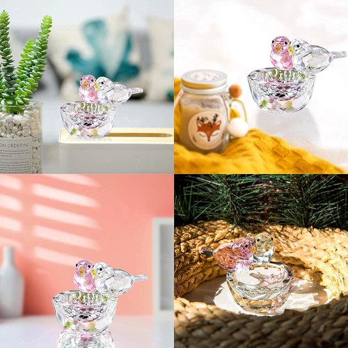 HDCRYSTALGIFTS Crystal Bird Figurine - 3.3'' Collectible Art Glass Decor | Perfect Valentine’s Day Gift for Women