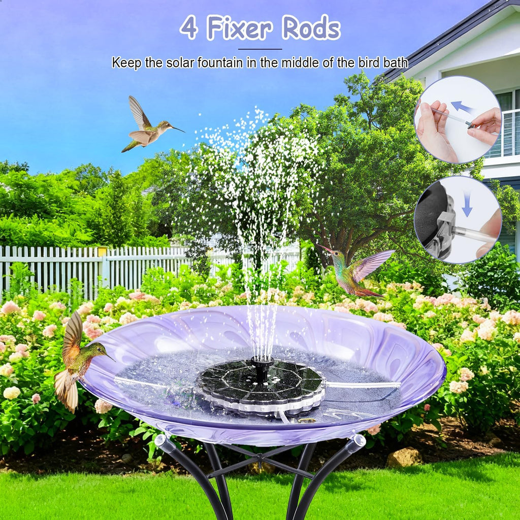 Yzert Solar Fountain - Colorful Ring Lights & 3.5W Pump with 2000mAh Battery for Outdoor Use