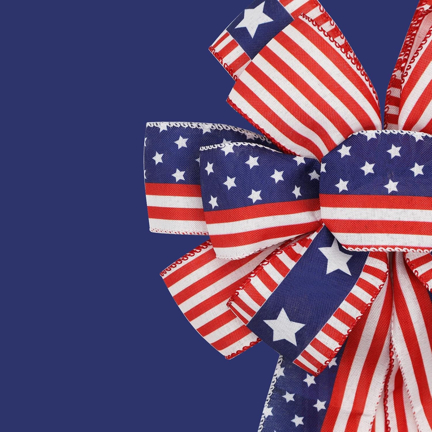 Skiennix Large Patriotic 4th of July Bows - Pre-Tied Wired Ribbon for Wreaths | 20x11 Inch, 2 Pack, Red