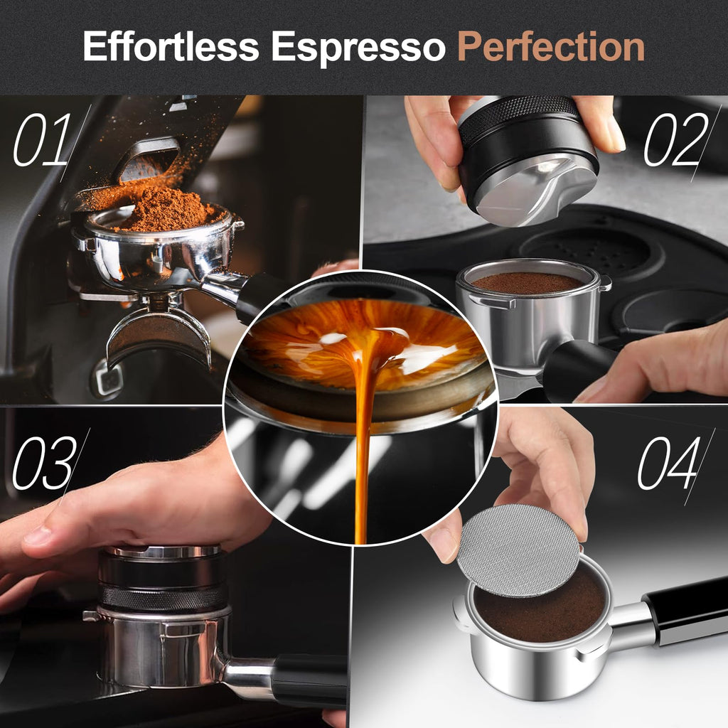WhaleSiper Bottomless Portafilter 54mm Compatible with Breville BES870/880 & Solis etc., 3-Ear Stainless Head