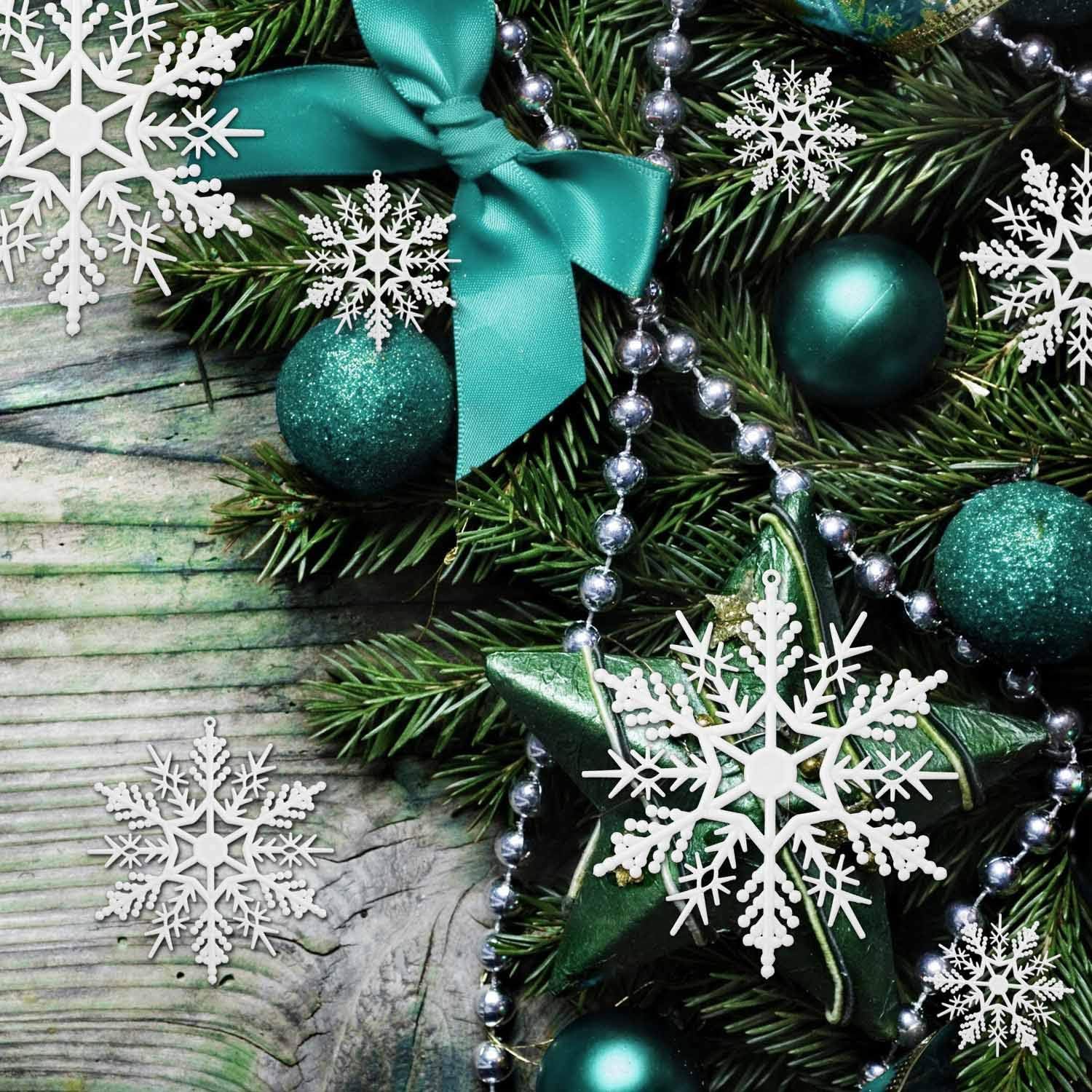 Tmflexe White Snowflake Ornaments - 110 Pieces for DIY Christmas Decorations | Assorted Sizes