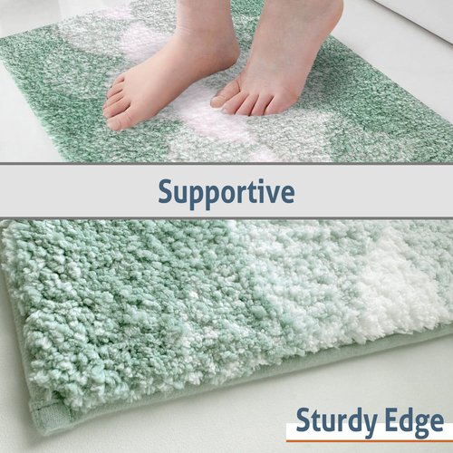 HAPACE Bathroom Rugs, Thick Absorbent Bath Mat Rug Non Slip, Soft Shaggy Bath Room Floor Mats for Bathroom, Machine Washable,(16"×24",Sage Green)