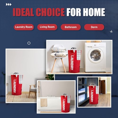 Caroeas 100L Laundry Basket - Large Collapsible Hamper with Padded Handles | Sturdy Red Design