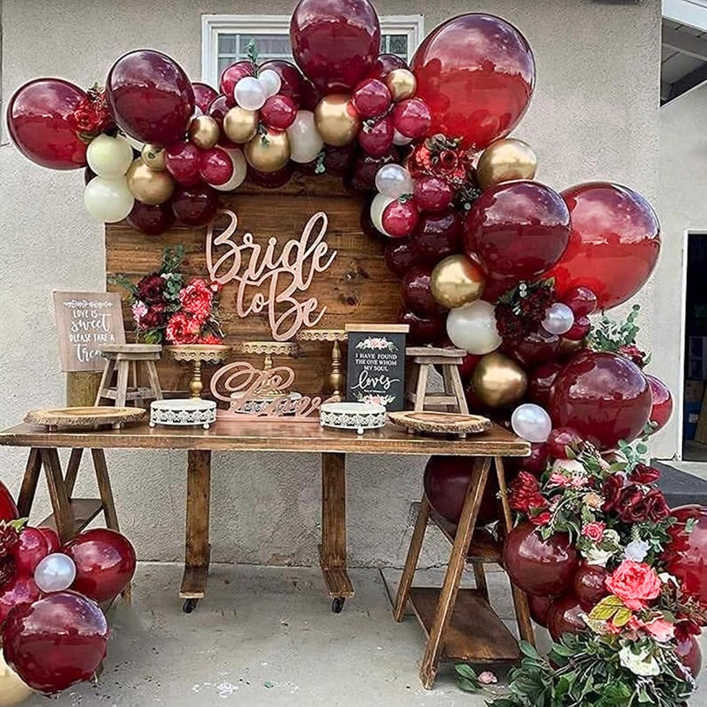 PartyWoo Burgundy Balloons - 50pcs 12 Inch Dark Chestnut Red Helium Balloons for Celebrations