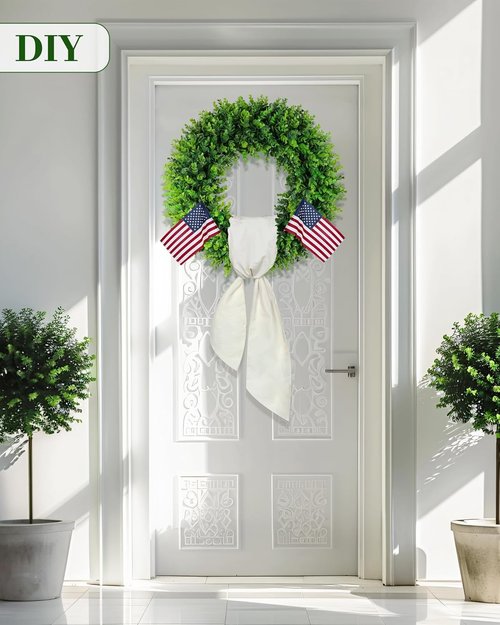 DDHS 20'' Boxwood Wreath - Artificial Spring Decor for Front Door | Year-Round Indoor & Outdoor Use