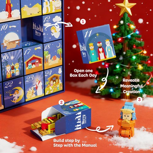 Nativity Advent Calendar 2025 Kids - 24 Days Building Blocks Kits Christmas Gifts Countdown Calendar Set, Christmas Building Toys Gift Sets for Boys, Girls, Teens & Adults Ages 6+
