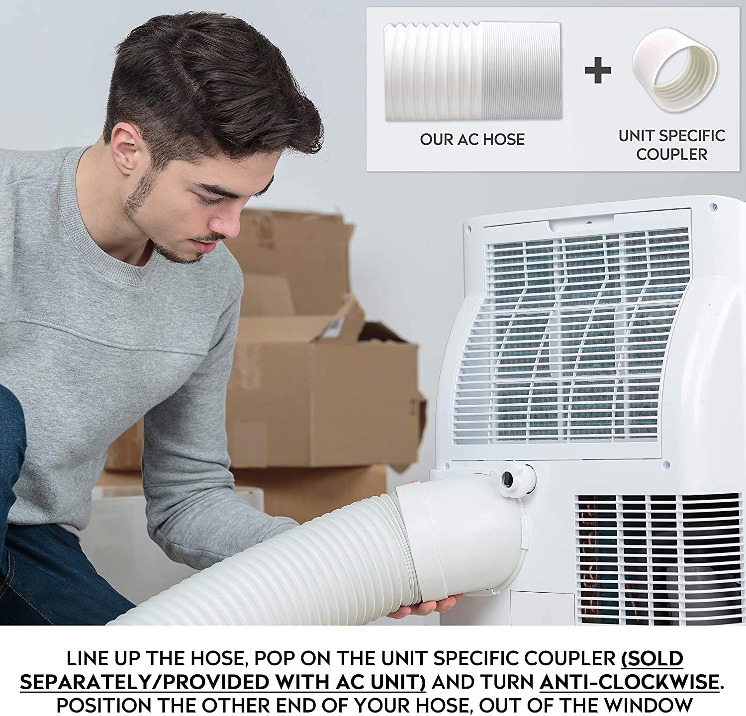 YOUHO Air Conditioner Hose, Portable Exhaust Vent Hose with 5.9 Inch （6”） Diameter, Counterclockwise AC Hose Length to 80 Inch, Universal Replacement AC Vent Hose for LG and Many More Portable AC