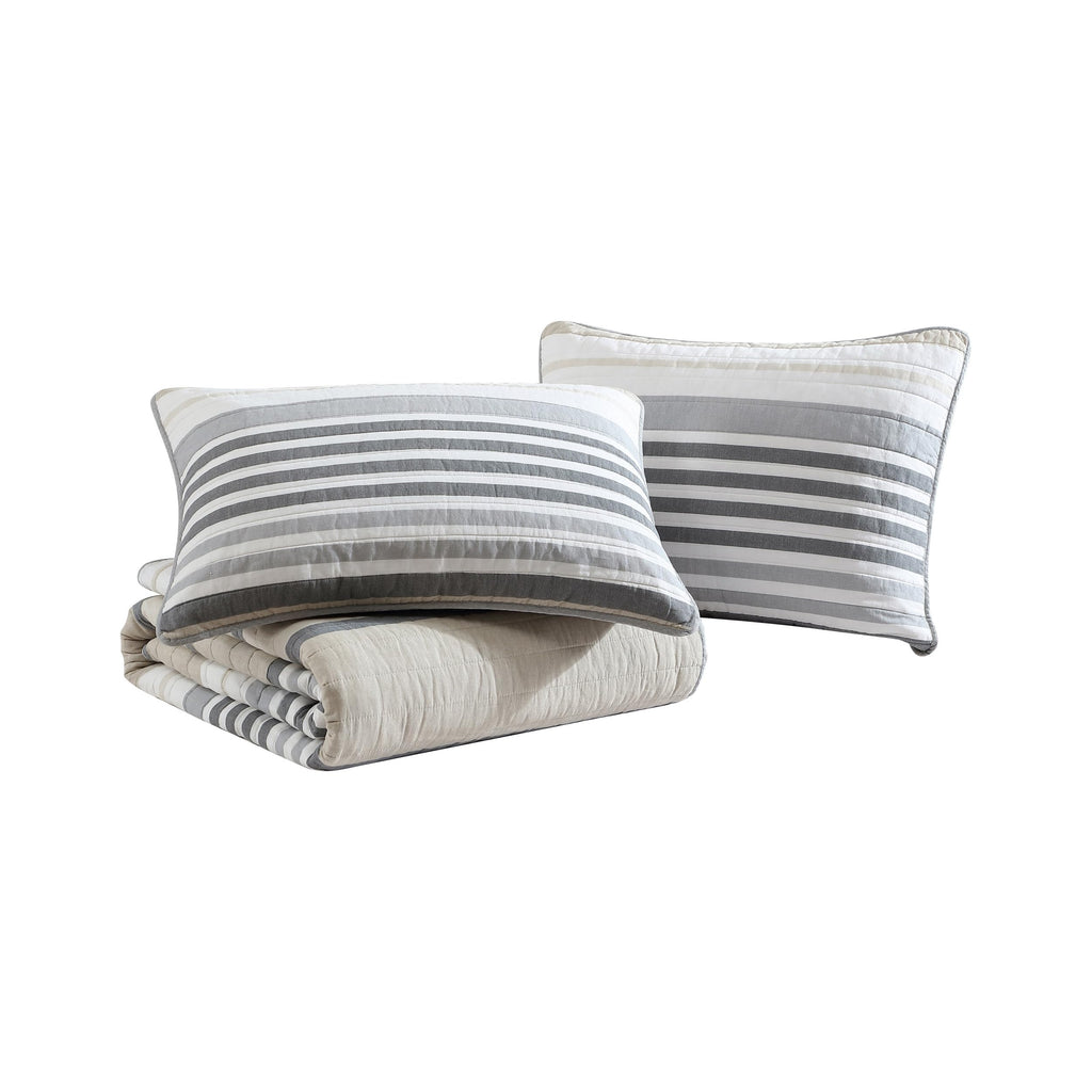 Nautica - Queen Quilt Set, Reversible Cotton Bedding with Matching Shams, Modern Home Decor for All Seasons (Dover Beige, Queen)