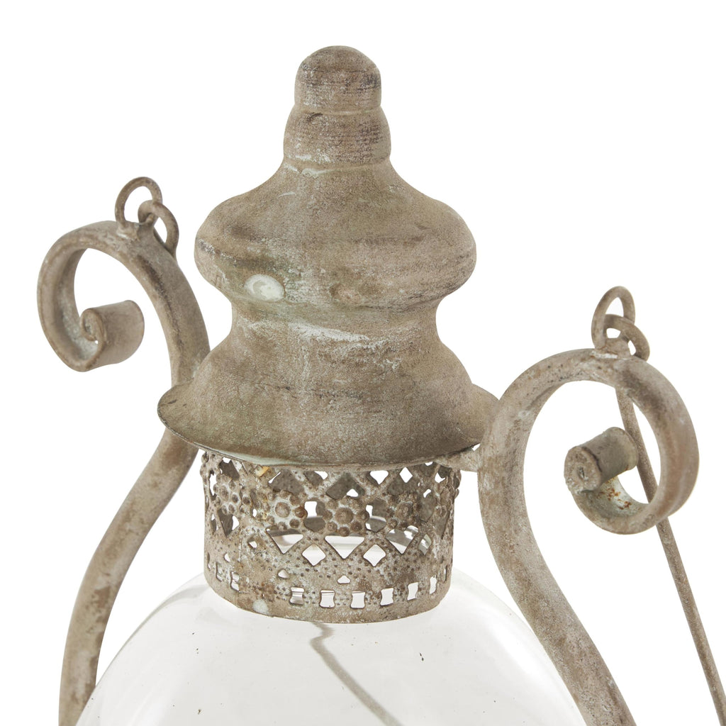 Deco 79 Metal Scroll Indoor Outdoor Candle Lantern Decorative Lantern Candle Holder with Arched Handle, Lantern 9" x 8" x 12", Bronze