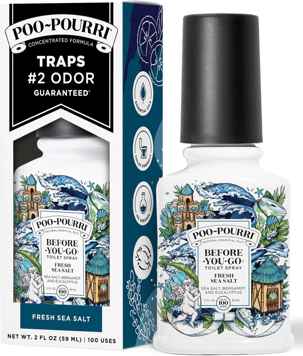 Poo-Pourri Before-You-Go Toilet Spray - Fresh Sea Salt Scent | 2 Fl Oz, Up to 100 Uses, TSA Approved