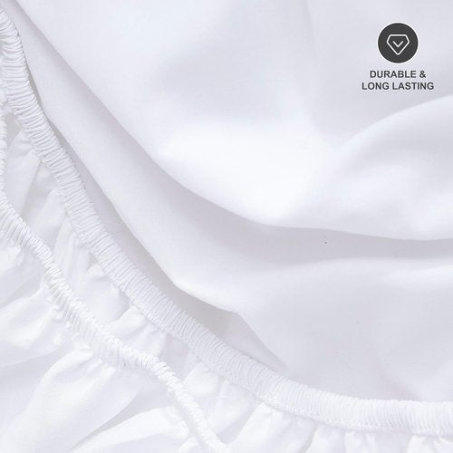 Hotella 100% Microfiber Fitted Sheet - Ultra Soft Queen Size 60"x80" | Deep Pocket, Machine Washable, White