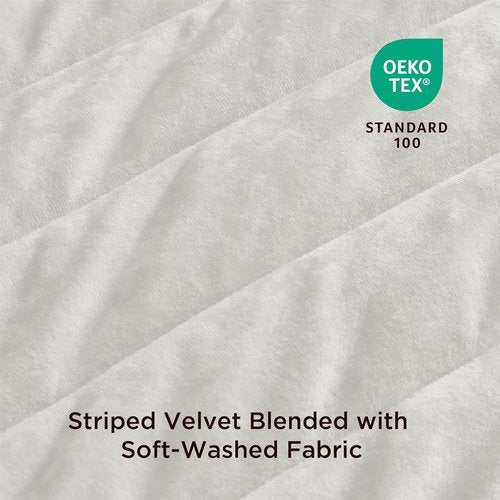 Bedsure Velvet Quilt King Size Set - Lightweight Cream White Comforter | Oversized Luxury Bedspread with 2 Pillow Shams