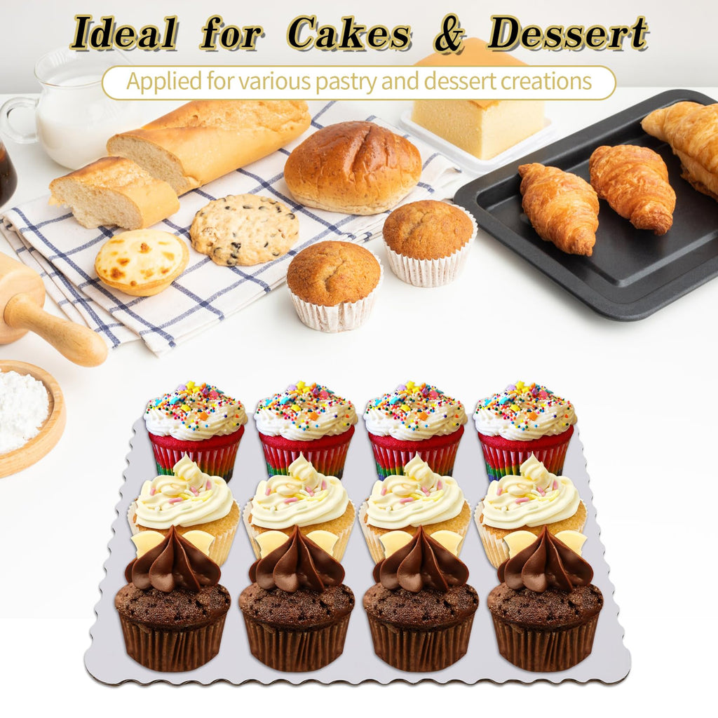 Anscher 15 Pack 19 x 14 Inch Greaseproof Rectangle Cake Boards, Premium Corrugated Single Wall Cake Base Board Half Sheet Cake Board for Sheet Cake, Dessert Base, Cupcake and Cake Pizza(White)