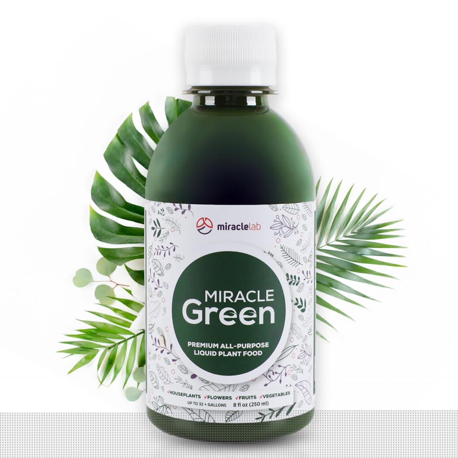 Miracle Green Fast-Acting Liquid Fertilizer - Special Tree Sap & Yucca Extract Formula | All-Purpose Plant Food (8 oz)