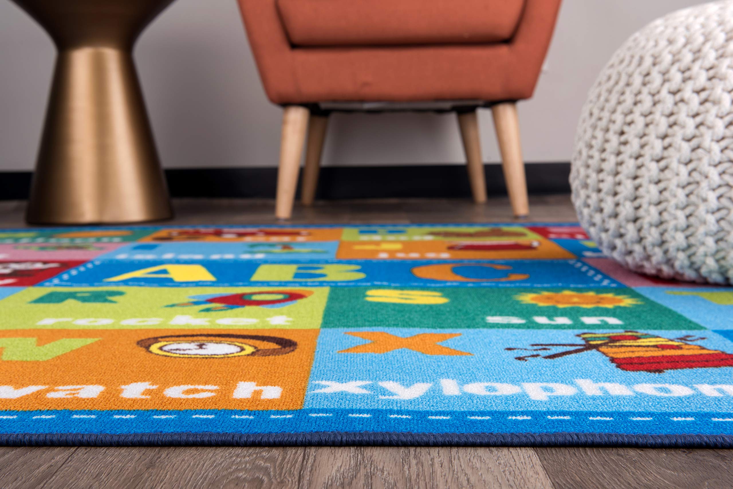 Rugshop Kids Educational Learning Alphabet Symbols Non Skid (Non Slip) Area Rug 3'3" x 4'7" Multi