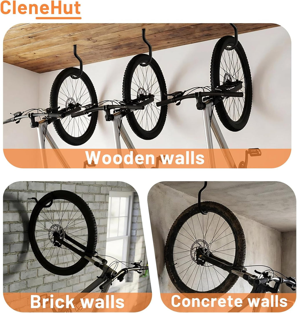 Skiennix Heavy Duty Bike Hooks - Rust Resistant Wall Mount Storage for Bicycles & Tools | 8-Pack
