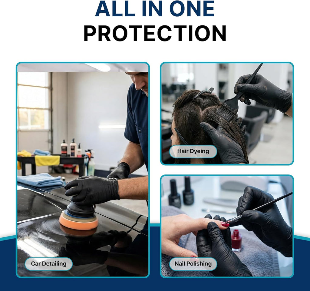 Schneider Nitrile Exam Gloves - 4 Mil Black Disposable, Latex-Free & Food Safe for Cooking and Prep