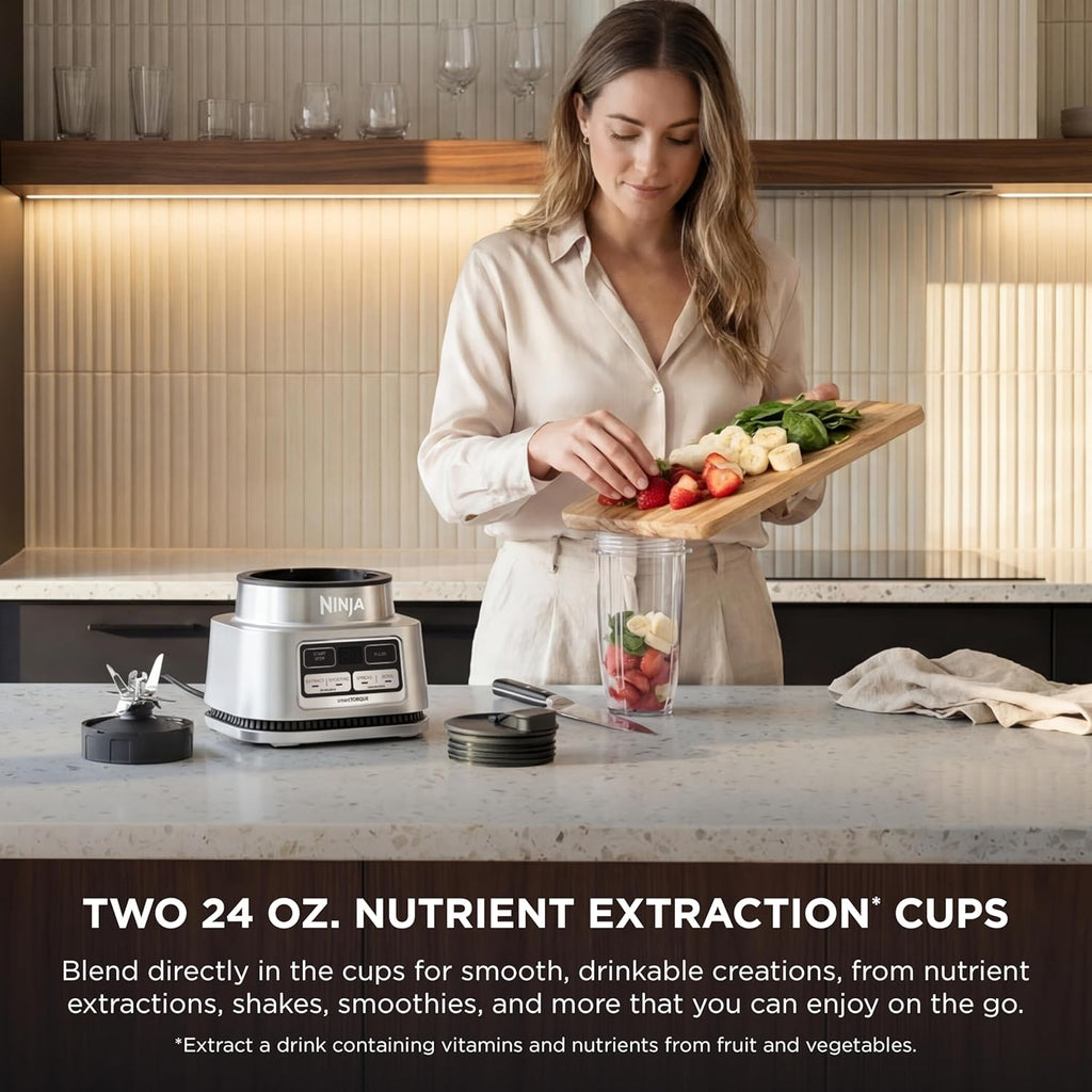 Ninja Foodi Blender - Personal Smoothie Maker with Hybrid Blades & To-Go Cups | 1200 Peak Watt | Silver