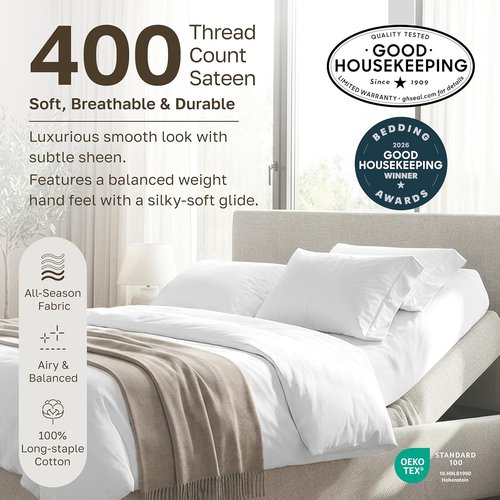 California Design Den Split King Bed Sheet Set - 100% Cotton, 400 TC, Silky Sateen, Deep Pockets - Peacock Blue