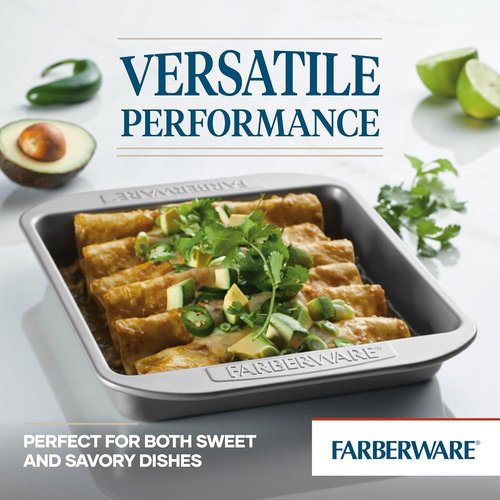 Farberware Nonstick Bakeware - 9-Inch Square Cake Pan for Effortless Baking | Gray Finish