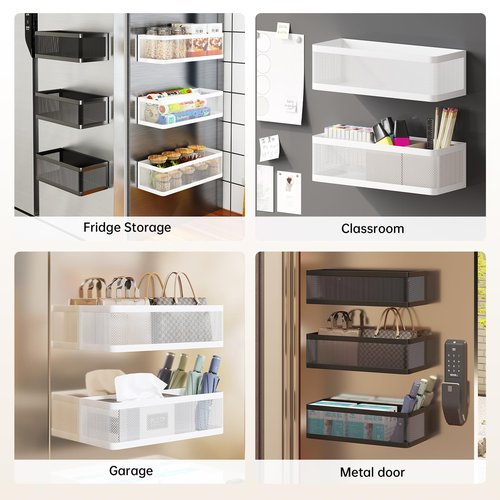 Magnetic Shelf for Washing Machine Magnetic Organizer for Laundry Washing Machine Shelf Hanging Basket Storage Magnetic Fridge Shelves Spice Rack for Refridgerator (White, L13.78in*W5.12in*H3.94in)