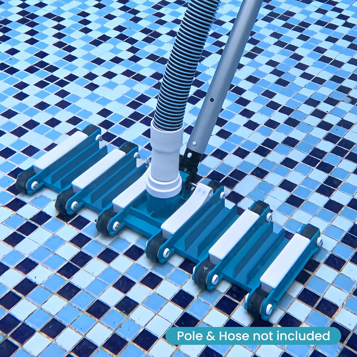 POOLWHALE 19" Heavy Duty Pool Vacuum Head - Flexible, Extra-Wide Design with Swivel Handle for Easy Cleaning