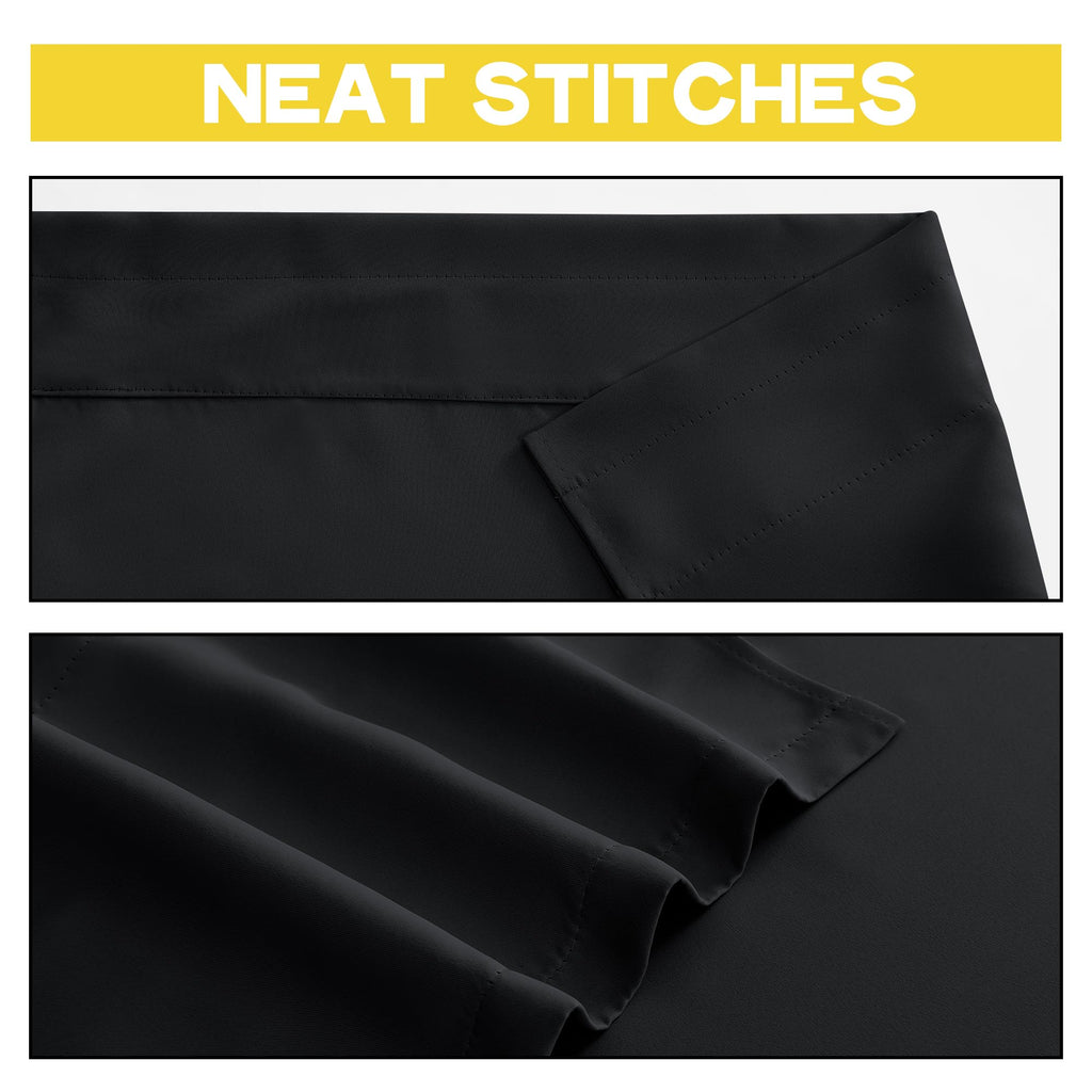 NICETOWN Black Blackout Valance Rod Pocket Thermal Insulated Window Covering Solid Short Curtain for Small Window Bedroom Living Room Topper Decor, 42 x 16 Inches Length, 1 Panel, Black