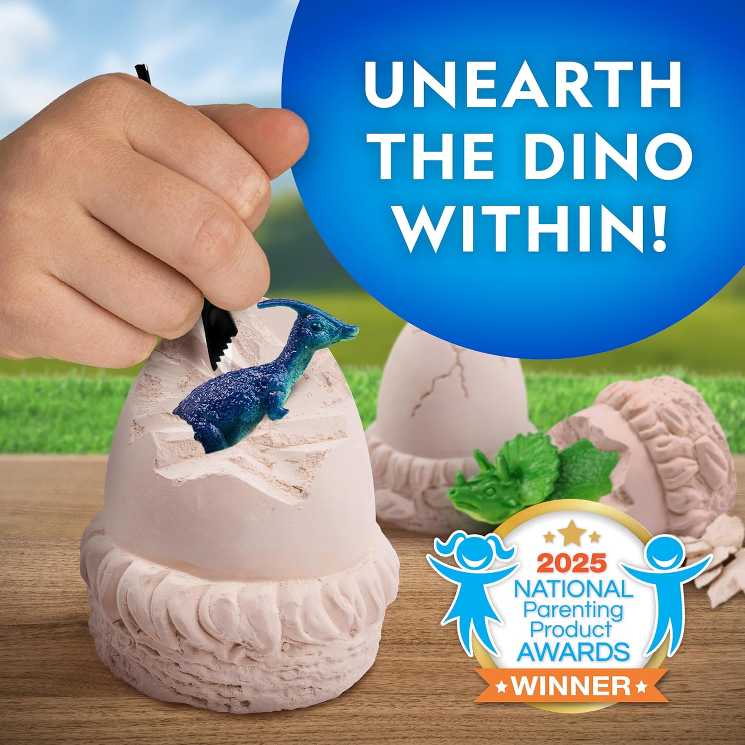 National Geographic Dinosaur Dig Kit - 12 Dino Shaped Bricks with Figures & Excavation Tools | STEM Toy for Kids