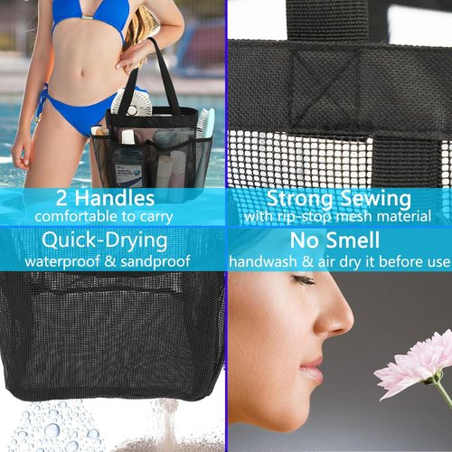Fammart Mesh Shower Caddy - Portable 8-Pocket Tote Bag for College Dorms, Toiletries & Gym Essentials