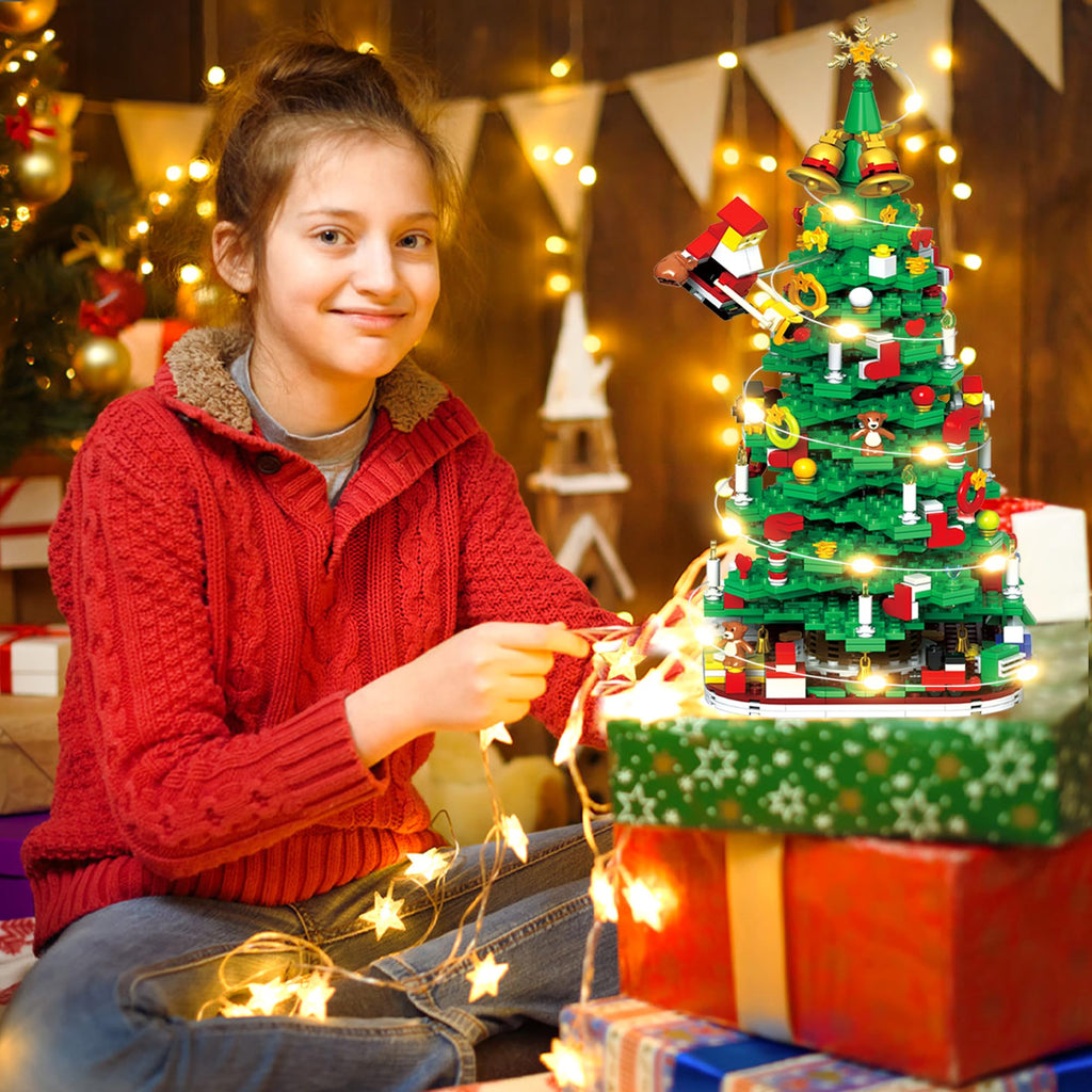 Advent Calendar 2025 Adult Kids Girls Boys Teens Women Men Christmas Tree Building Set,24 Boxes 1100+ Pcs Christmas Countdown Calendar Building Blocks with LED Light stocking stuffers for kids