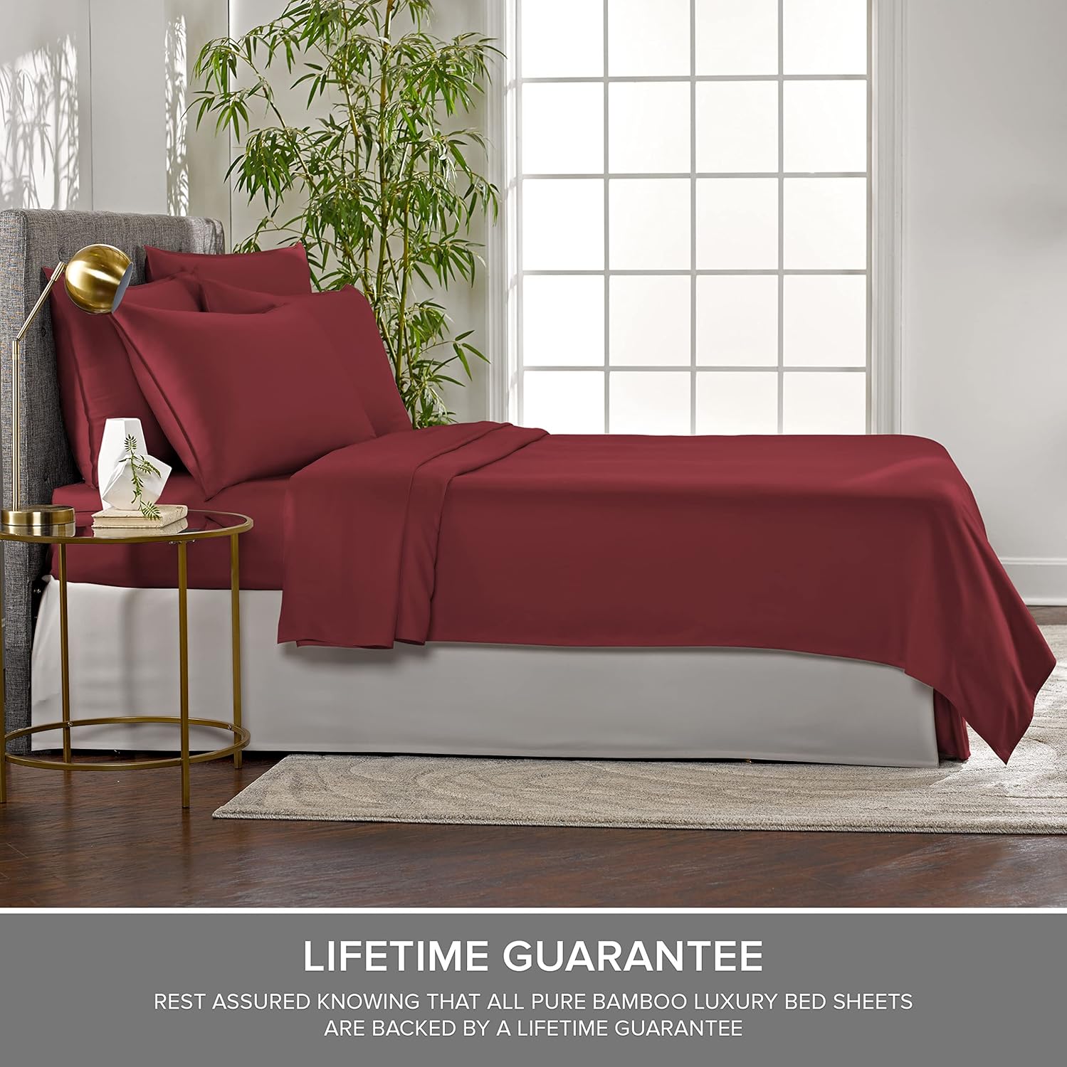Pure Bamboo Twin Sheets - Luxuriously Soft 100% Organic Viscose Bed Sheet Set | Cooling & Durable (Twin, Merlot)