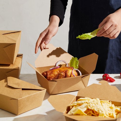 DealbyBox Kraft Paper To Go Boxes, Take Out Food Containers Greaseproof and Heavy Duty, Disposable To Go Containers for Restaurant, Catering and Party (75oz, 200pack)