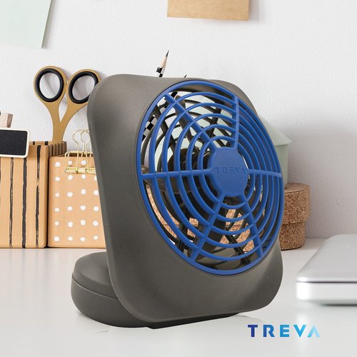 O2COOL Treva 5 Inch Battery Powered Fan Portable Desk Fan 2 Cooling Speeds with Compact Folding & Tilt Design Cubicle Accessories Small Portable (Dark Blue)