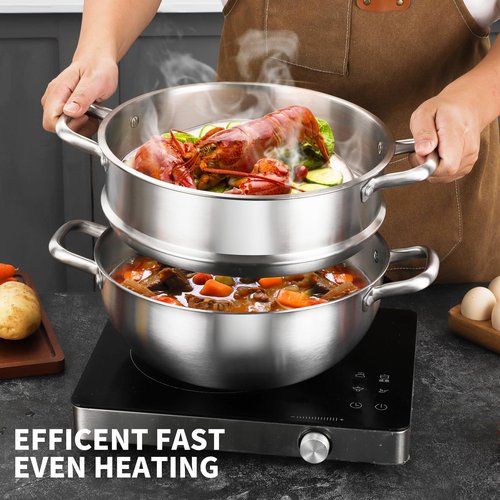 Delarlo Tri-Ply Stainless Steel 12 Inch Everyday Pan With Lid,kitchen everything pan, Chef's Pans,Induction Cooking Pot, 7.2QT Oven Safe Stock Pot, Up to 600℉