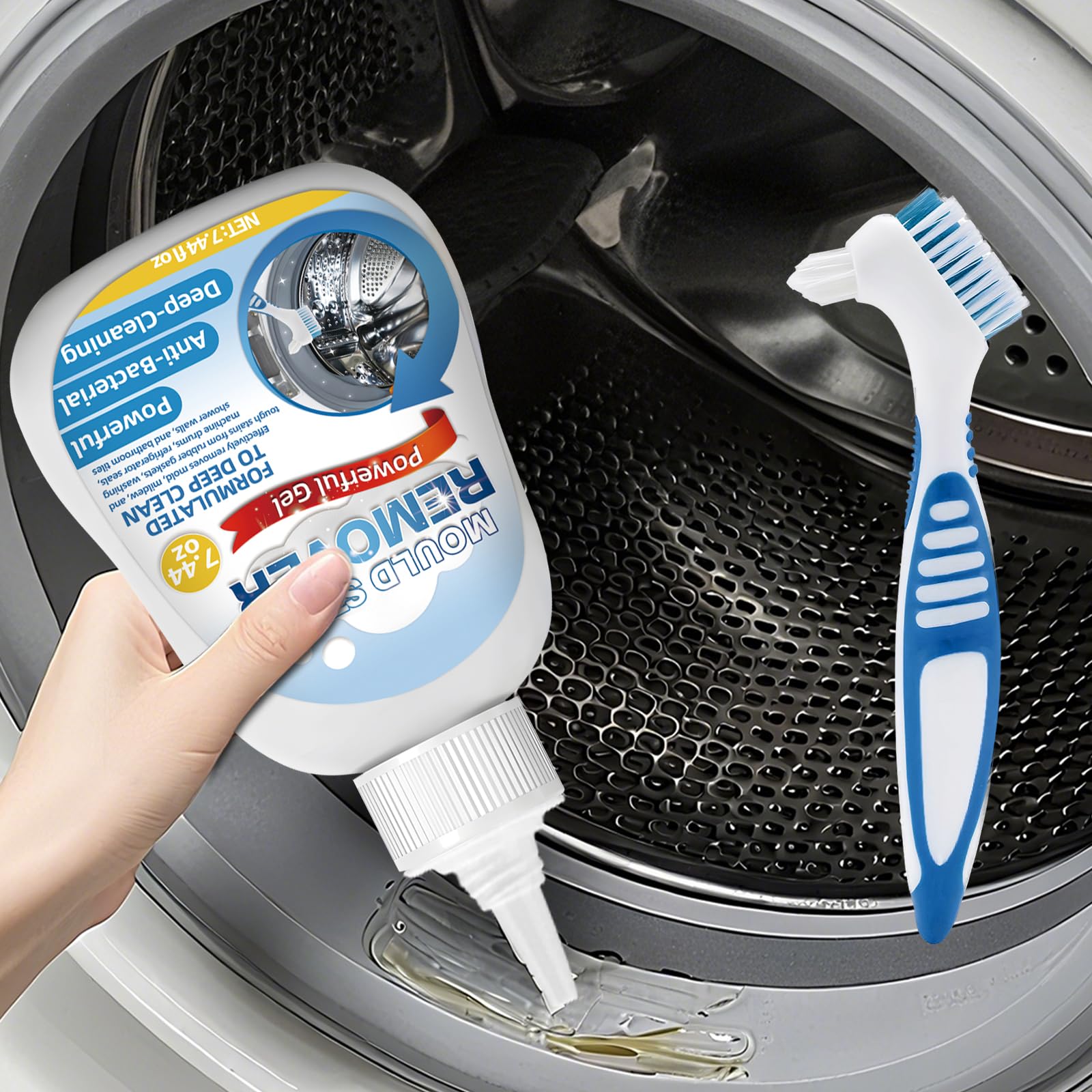 Melanther Mold Remover Gel – Effective Washing Machine Cleaner for Gasket, Mold Stain Remover Gel for Bathroom, Grout, Tile, Shower, Sink, Caulk - All-Purpose Household Cleaner Gel