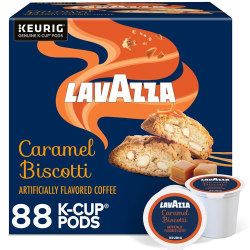 Lavazza Caramel Biscotti Coffee, Single Serve Keurig K-Cup Pods, Flavored Coffee, 88-Count Box (4 Packs of 22)