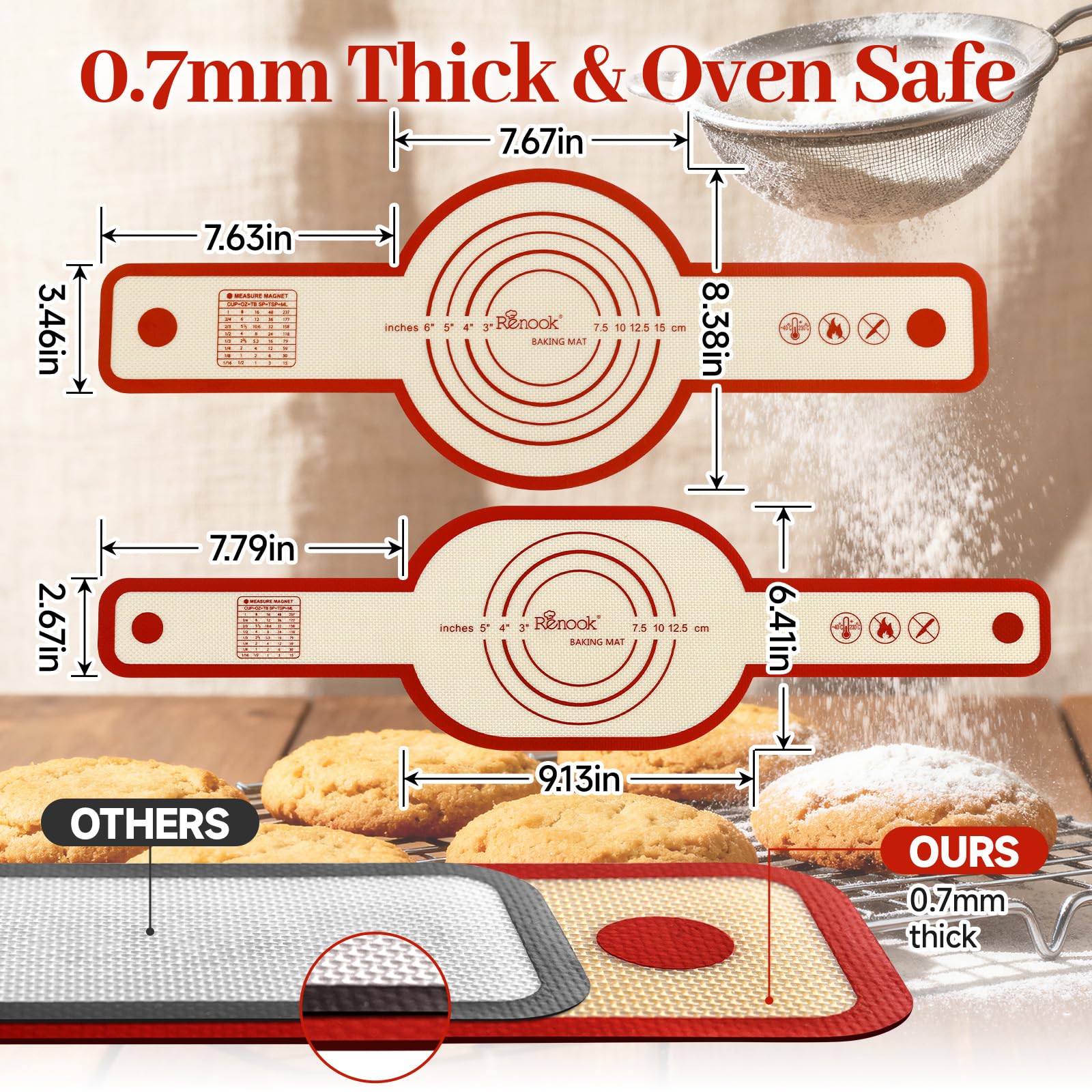 Silicone Bread Sling for Dutch Oven Oval and Round, 2PCS Non-stick & Easy to Clean Reusable Round Bread Baking Mat Set with Long Handles, Oven Liners, Sourdough Bread Baking Supplies