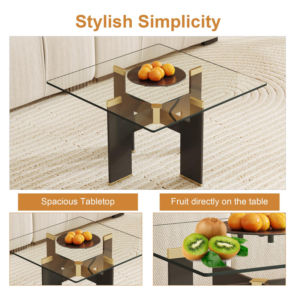 Virelix 20" Square Tempered Glass Table Top, Clear Surface 1/4" Thick Flat Polished Edge for Furniture Protection Patio Dining Coffee End Tables (20 inch)