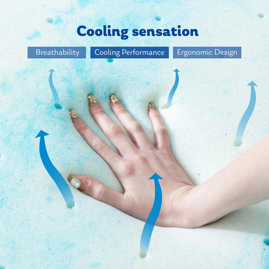 MLILY Twin Mattress Topper - 3 Inch Cooling Gel Memory Foam - CertiPUR-US Certified, 38”x75”, Blue