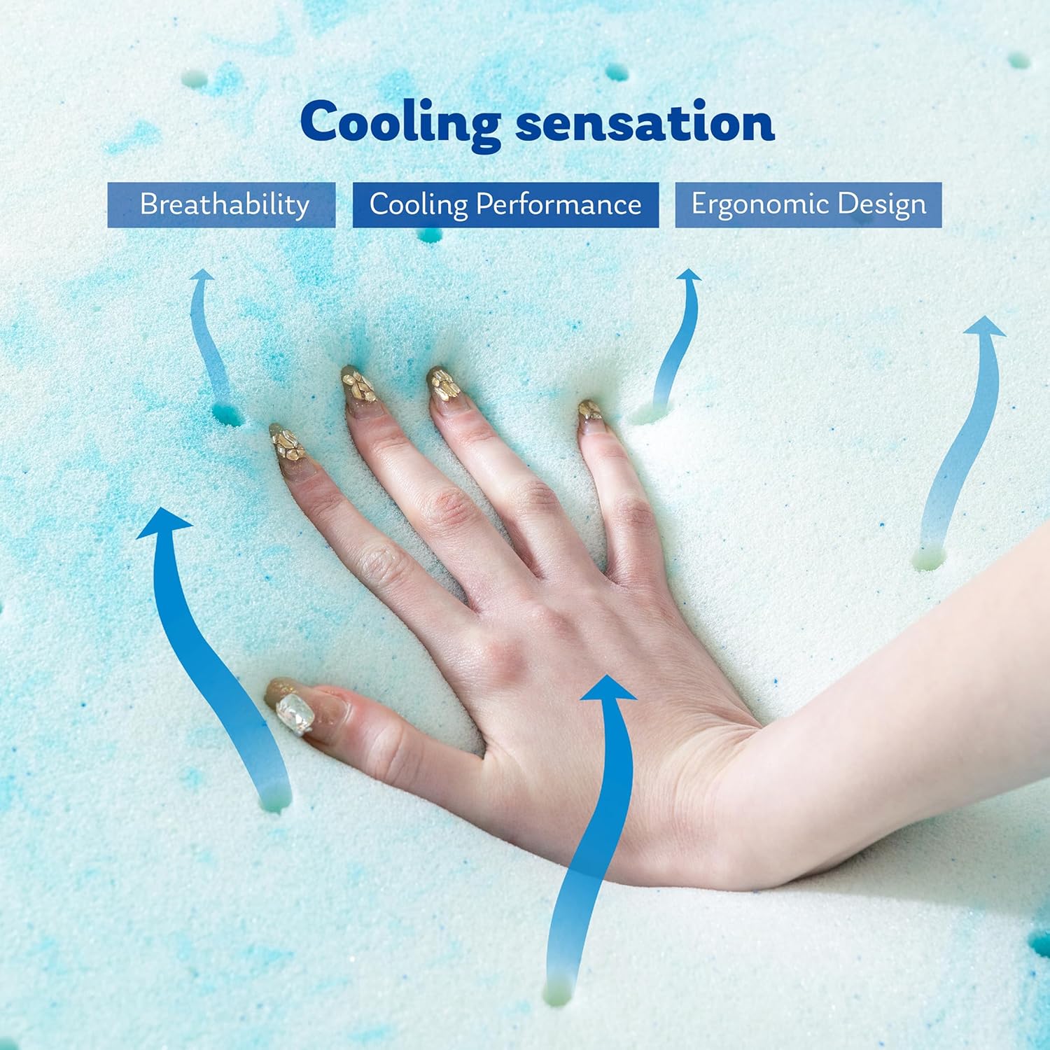MLILY Twin Mattress Topper - 3 Inch Cooling Gel Memory Foam - CertiPUR-US Certified, 38”x75”, Blue