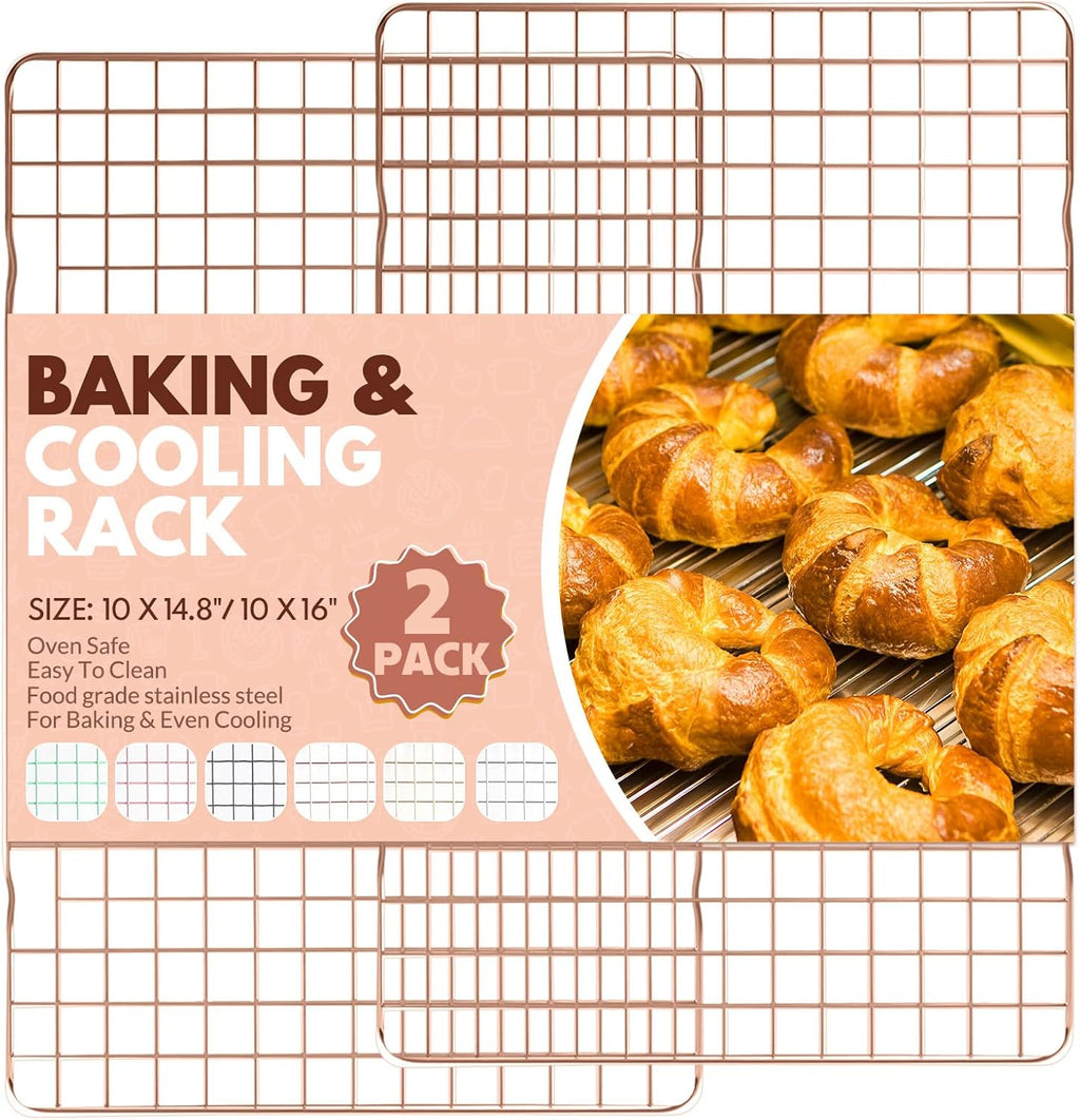 Skiennix Cooling Racks - 2 PCS Stainless Steel Baking Racks | 14.8x10 Inches Oven Safe Design