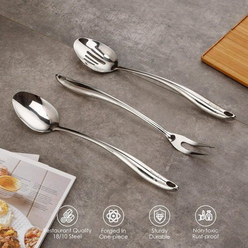 304 Stainless Steel Kitchen Utensil Set - 9-Piece Cooking Tools with Solid Spoon, Spatula & Fork